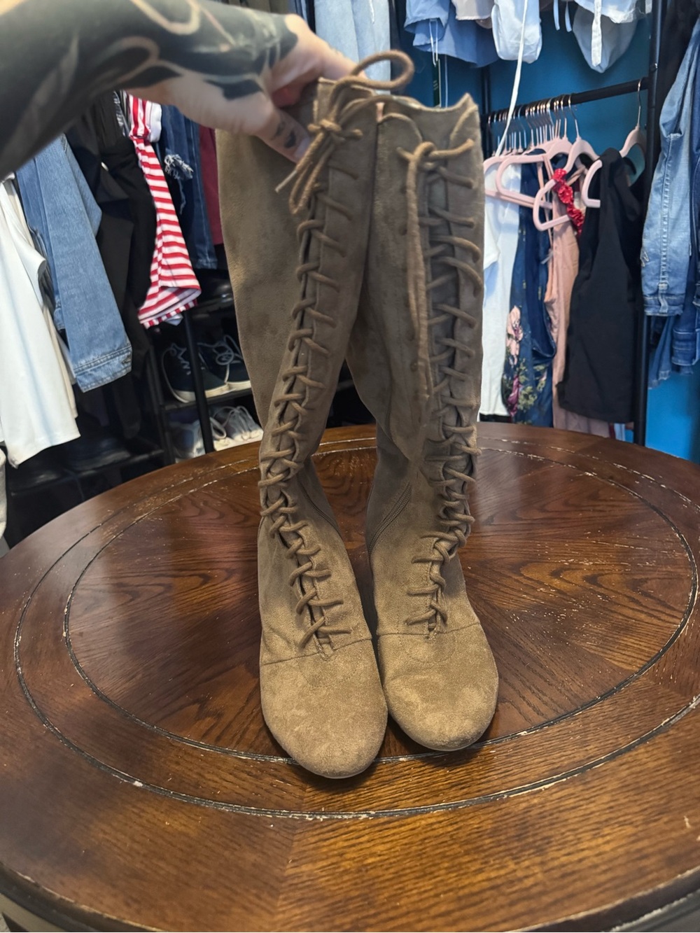 Lace-Up Tall Women's Boots in Brown